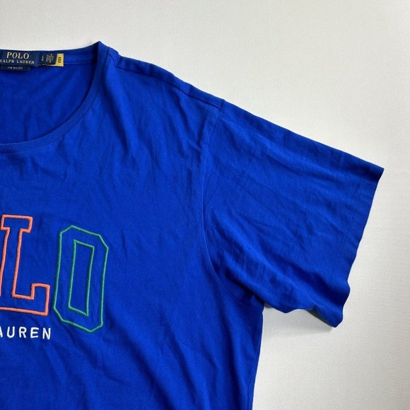 Polo Ralph Lauren The Big Fit Logo Jersey T-Shirt Mens Large Blue Short Sleeve - Picture 5 of 10